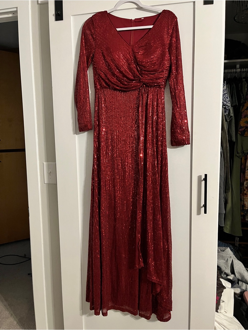 Red Sequin Evening Dress